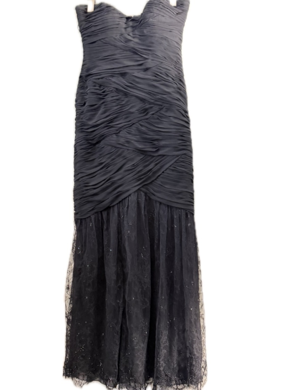Carmen Marc Valvo black strapless silk form fitting evening gown, size 4